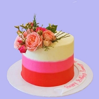 Pink Rose Floral Cake